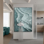 Large Handmade Abstract Oil Painting: Textured Waves Modern Wall Art on Canvas