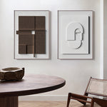 3D Abstract Geometric Morandi Wall Art – Silent Style Canvas Hanging Painting