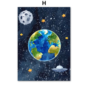Astronaut Wall Art Canvas – Modern Frameless Space Theme Home Decoration