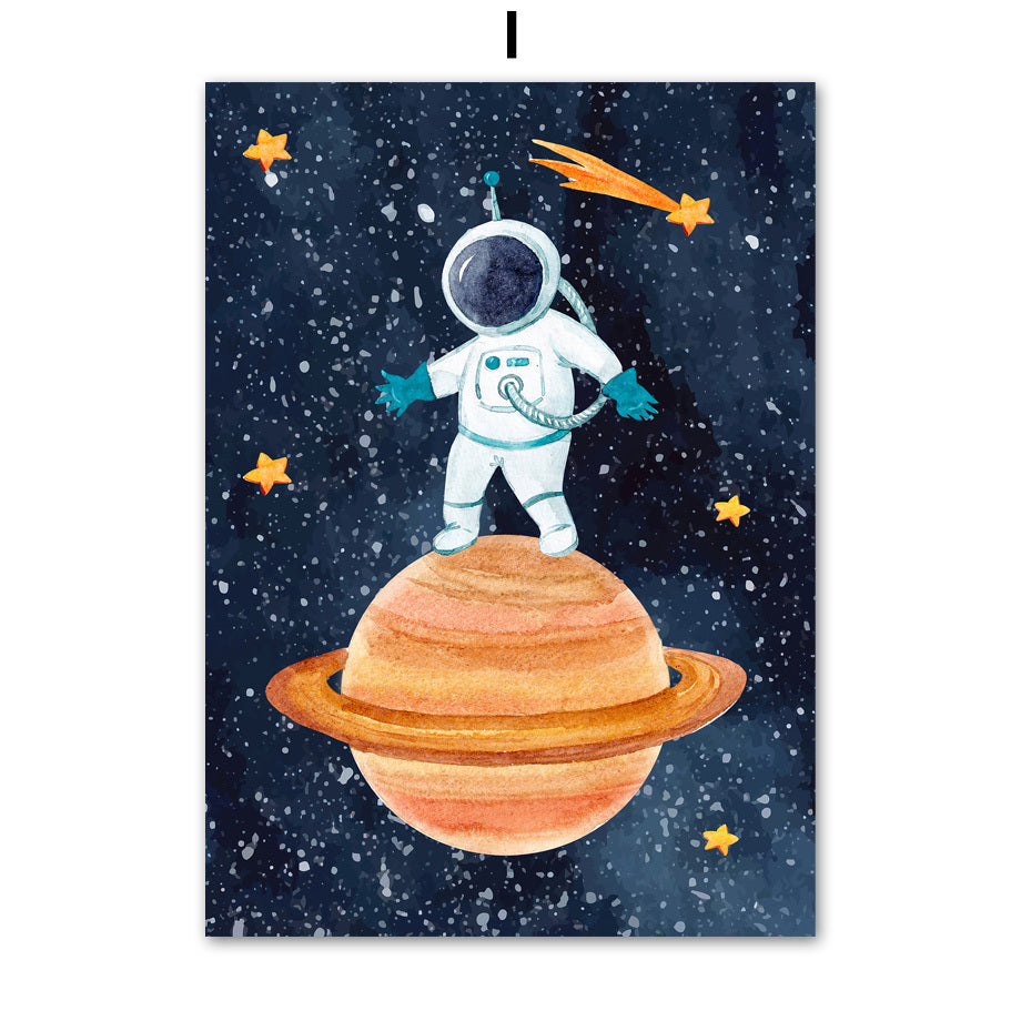 Astronaut Wall Art Canvas – Modern Frameless Space Theme Home Decoration