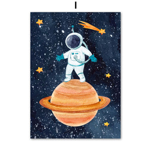 Astronaut Wall Art Canvas – Modern Frameless Space Theme Home Decoration