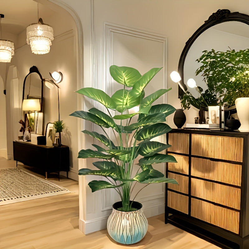Simulation Green Plant Wall Decoration – Artificial Turtle Back & Coconut Leaf Garden Decor | 12–24 Head Faux PVC Plant
