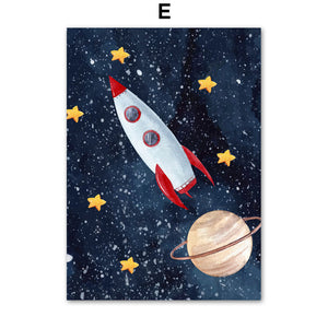 Astronaut Wall Art Canvas – Modern Frameless Space Theme Home Decoration