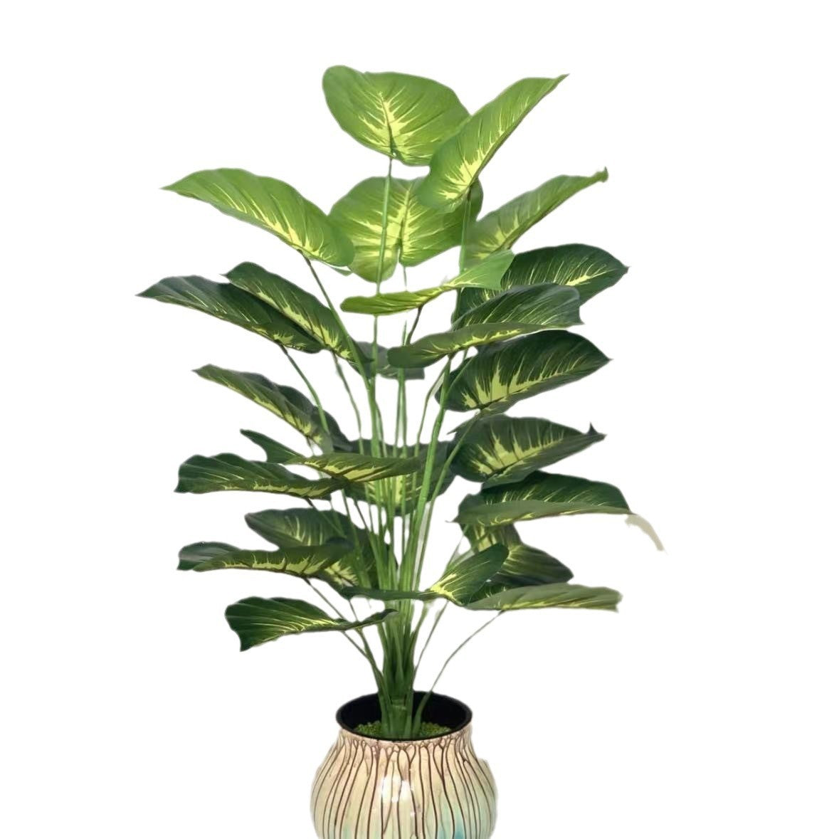 Simulation Green Plant Wall Decoration – Artificial Turtle Back & Coconut Leaf Garden Decor | 12–24 Head Faux PVC Plant