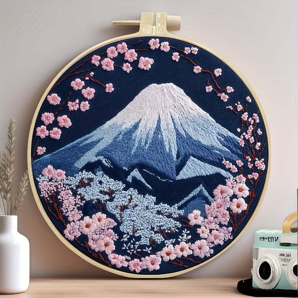 Creative Landscape Embroidery Kit: DIY Handmade Cloth Art Material Set for Beginners with English Instructions