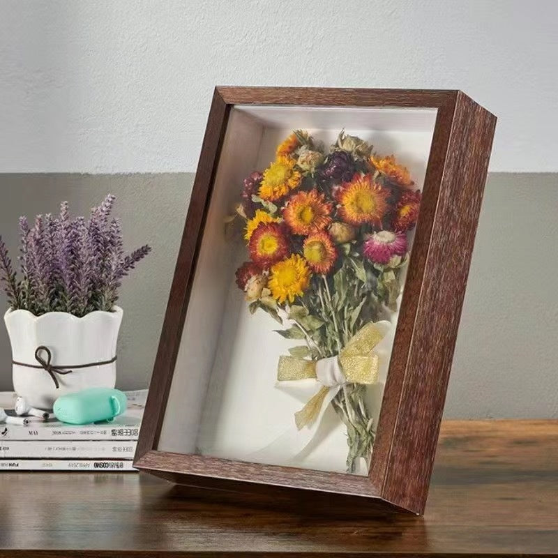 Hollow Dried Flower Photo Frame – Handmade 3D Table Decoration | Preserved Flower Storage Home & Office Display