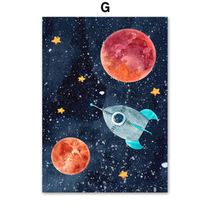 Astronaut Wall Art Canvas – Modern Frameless Space Theme Home Decoration
