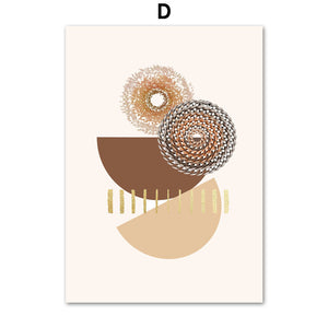 Line Leaves Geometric Abstract Boho Wall Art – Frameless Canvas Home Decor