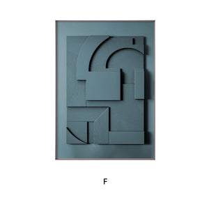 3D Abstract Geometric Morandi Wall Art – Silent Style Canvas Hanging Painting