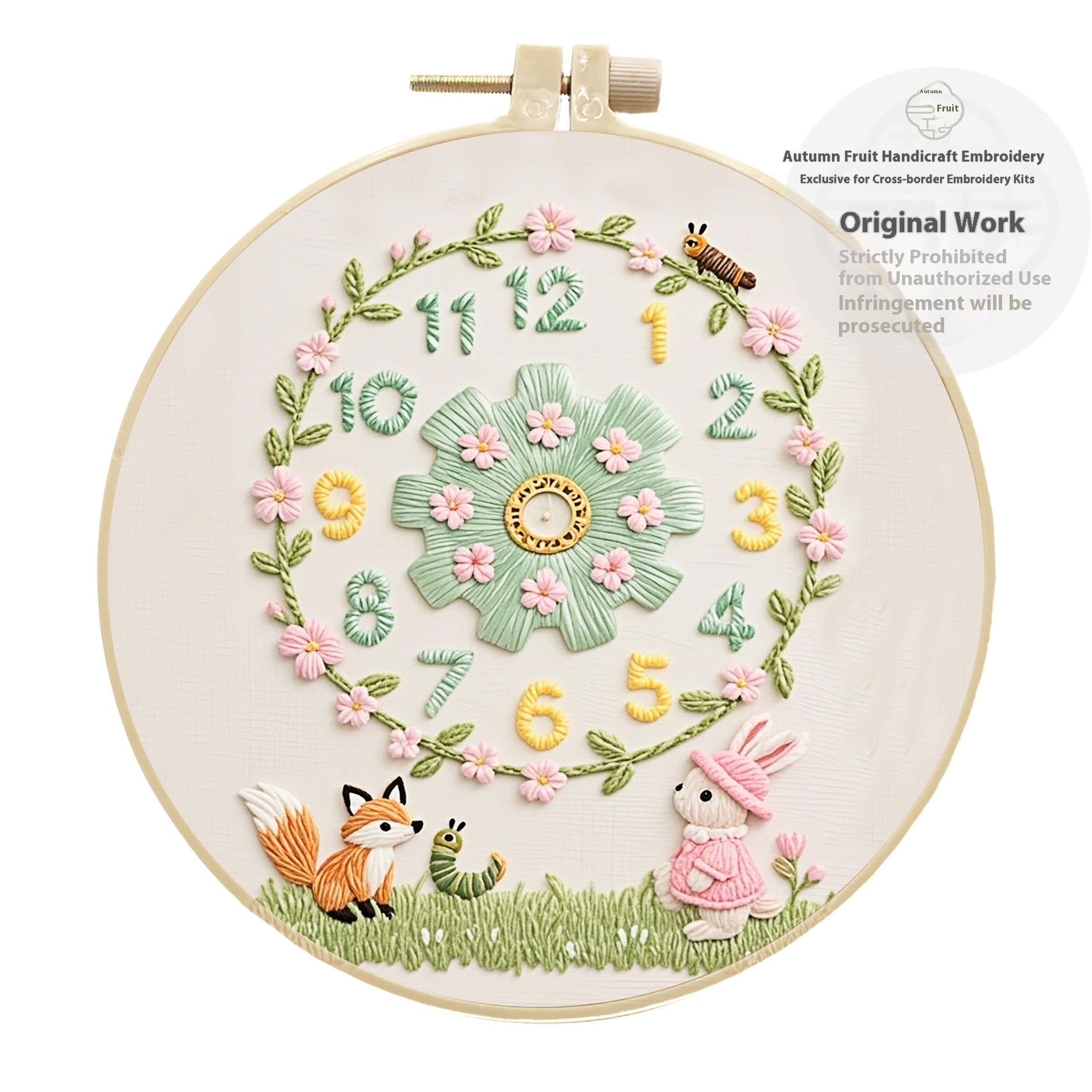 DIY Embroidery Clock Kit: Creative Simple Handmade Wall Decoration Material Package (Choose Your Animal Style)