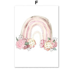 Frameless Rainbow Castle & Crown Canvas Painting: Nordic Wall Art Poster for Kids' Rooms & Nursery Decor