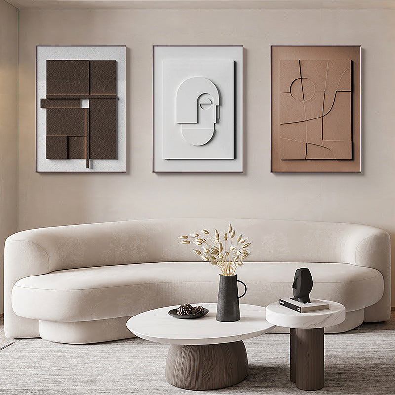 3D Abstract Geometric Morandi Wall Art – Silent Style Canvas Hanging Painting