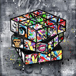 Banksy Graffiti Rubik’s Cube Canvas Painting – Framed Street Art Wall Decor | Modern Oil Canvas Artwork