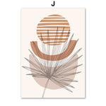 Line Leaves Geometric Abstract Boho Wall Art – Frameless Canvas Home Decor