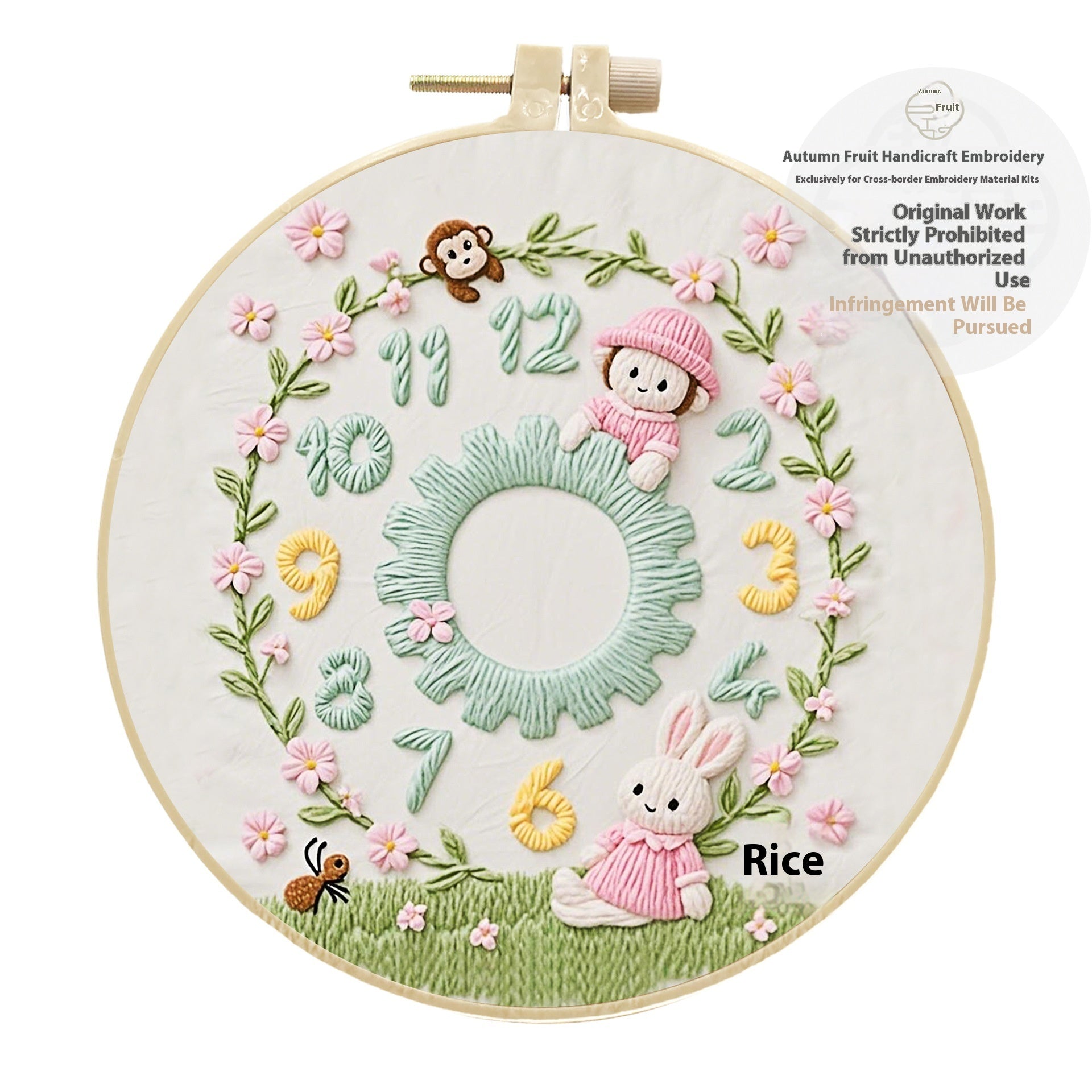 DIY Embroidery Clock Kit: Creative Simple Handmade Wall Decoration Material Package (Choose Your Animal Style)