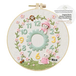 DIY Embroidery Clock Kit: Creative Simple Handmade Wall Decoration Material Package (Choose Your Animal Style)